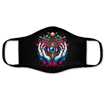 Discover Colorful abstract psychedelic eye design Face Masks