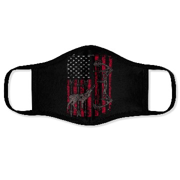 Discover American Flag Deer Elk Hunting USA Patriotic Face Masks