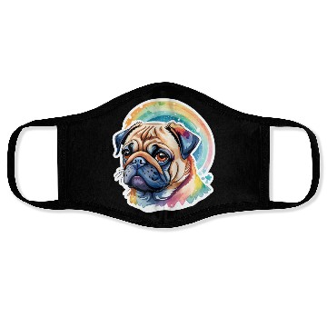 Discover Pug Watercolor Face Masks