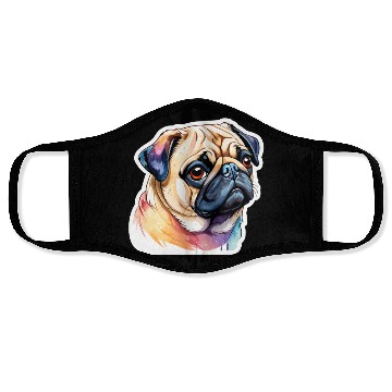 Discover Pug Watercolor Face Masks