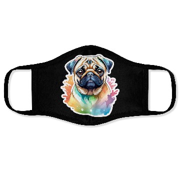 Discover Pug Watercolor Face Masks