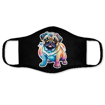 Discover Pug Watercolor Face Masks
