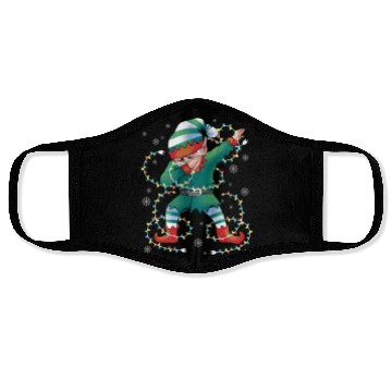 Discover Dabbing Elf Christmas Tree Lights Xmas Family Face Masks