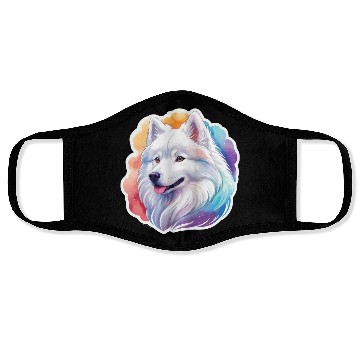 Discover Samoyed Dog Watercolor Face Masks