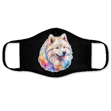 Discover Samoyed Dog Watercolor Face Masks