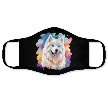 Discover Samoyed Dog Watercolor Face Masks