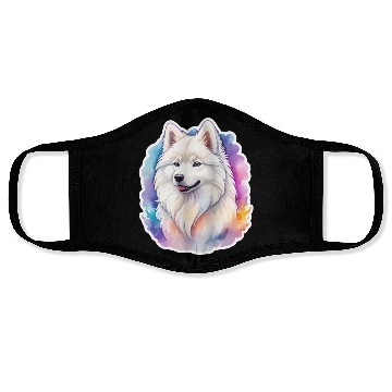 Discover Samoyed Dog Watercolor Face Masks
