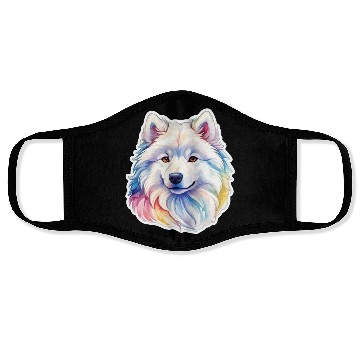 Discover Samoyed Dog Watercolor Face Masks