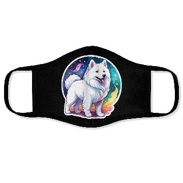 Discover Samoyed Dog Watercolor Face Masks