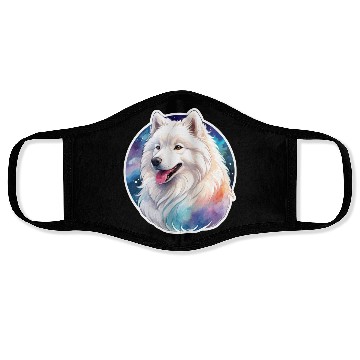 Discover Samoyed Dog Watercolor Face Masks