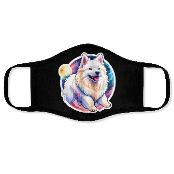 Discover Samoyed Dog Watercolor Face Masks