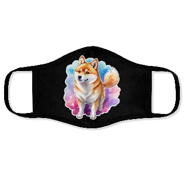 Discover Shiba Inu Watercolor Face Masks
