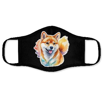 Discover Shiba Inu Watercolor Face Masks