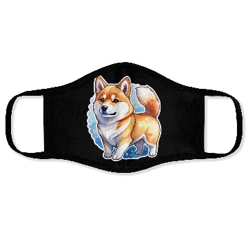 Discover Shiba Inu Watercolor Face Masks