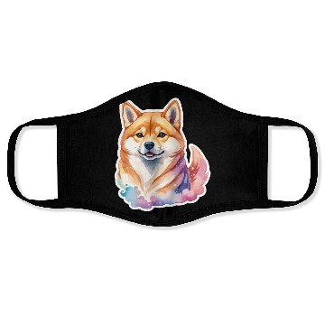 Discover Shiba Inu Watercolor Face Masks