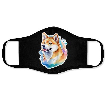Discover Shiba Inu Watercolor Face Masks