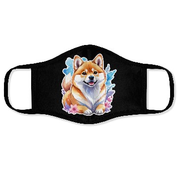 Discover Shiba Inu Watercolor Face Masks