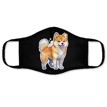 Discover Shiba Inu Watercolor Face Masks