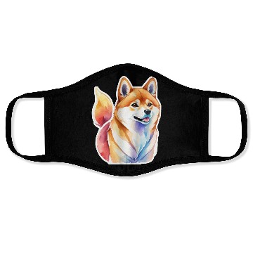 Discover Shiba Inu Watercolor Face Masks