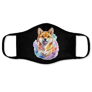 Discover Shiba Inu Watercolor Face Masks