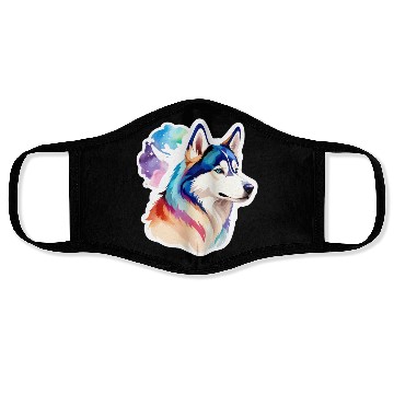 Discover Siberian Husky Watercolor Face Masks