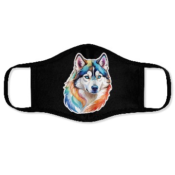 Discover Siberian Husky Watercolor Face Masks