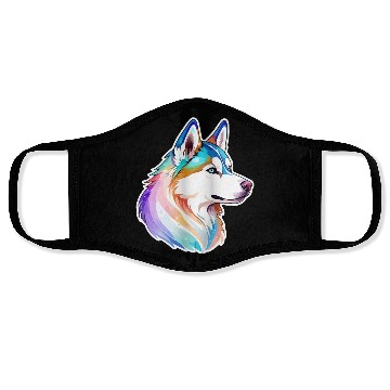 Discover Siberian Husky Watercolor Face Masks