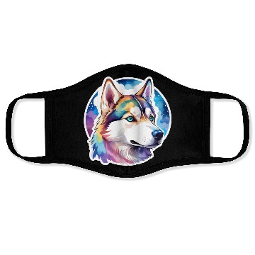 Discover Siberian Husky Watercolor Face Masks