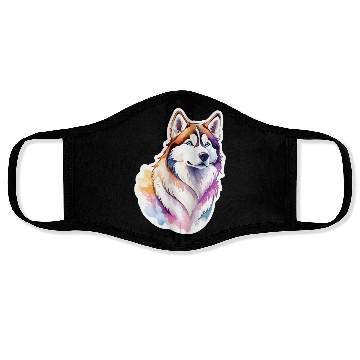 Discover Siberian Husky Watercolor Face Masks