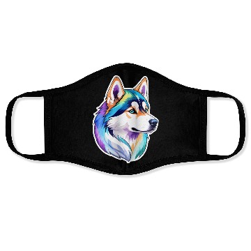 Discover Siberian Husky Watercolor Face Masks