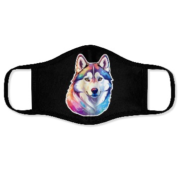 Discover Siberian Husky Watercolor Face Masks