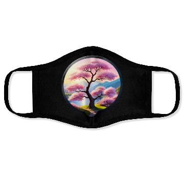 Discover Blooming Cherry Blossom by Riverbank Face Masks