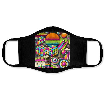 Discover Neon Geometric Risograph Design Face Masks