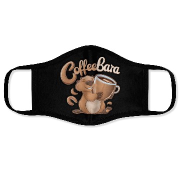 Discover Coffeebara Capybara Coffedrinker Face Masks