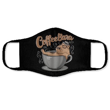 Discover Coffeebara Capybara Coffedrinker Face Masks