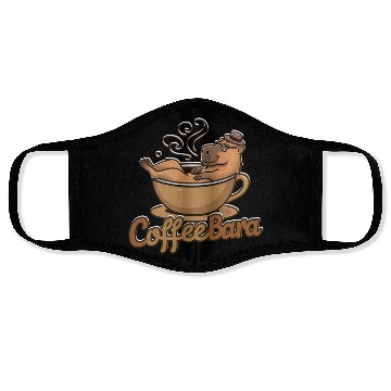 Discover Coffeebara Capybara Coffedrinker Face Masks