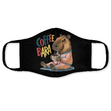Discover Coffeebara Capybara Coffedrinker Face Masks