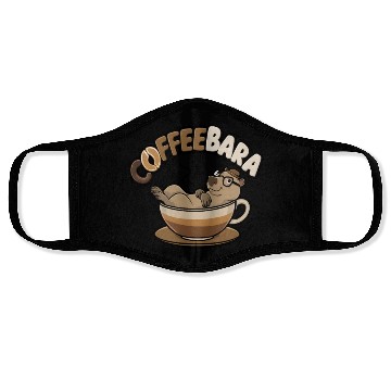 Discover Coffeebara Capybara Coffedrinker Face Masks