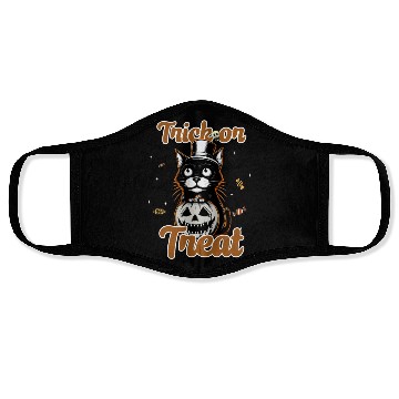Discover Spooky Black cat Trick Or Treat For Halloween Face Masks
