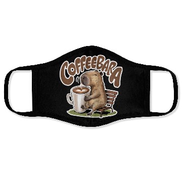 Discover Coffeebara Capybara Coffedrinker Face Masks