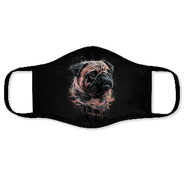 Discover Pug Drawing Abstract Animal Illustration with Face Masks