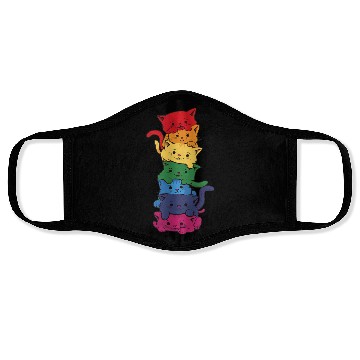 Discover Funny LGBT Cat Stack Rainbow Gay Pride Face Masks