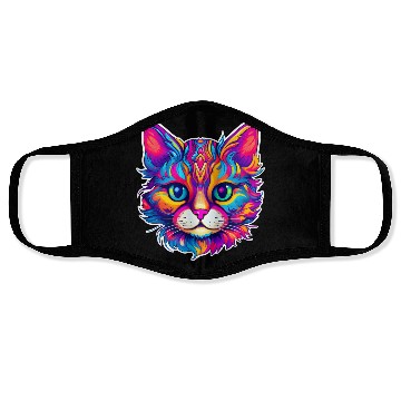 Discover Psychedelic Cat - Groovy Neon Feline Face Masks