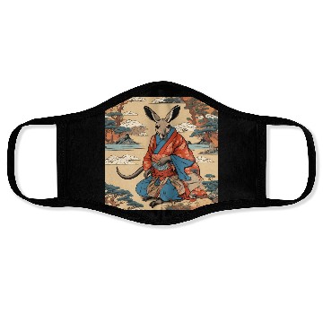 Discover Retro Ukiyo-e Style Kangaroo Caricature Face Masks