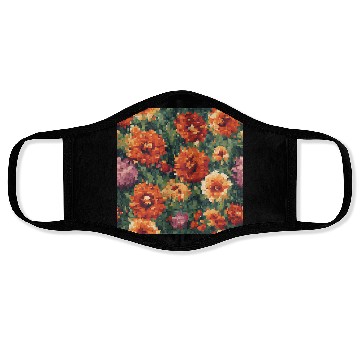 Discover Retro Pixel Floral Design Face Masks