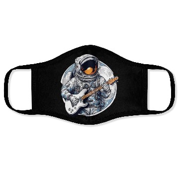 Discover Astronaut plays guitar on a planet in space Face Masks