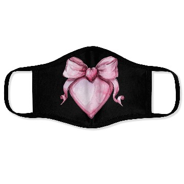 Discover Heart with a pink bow Face Masks