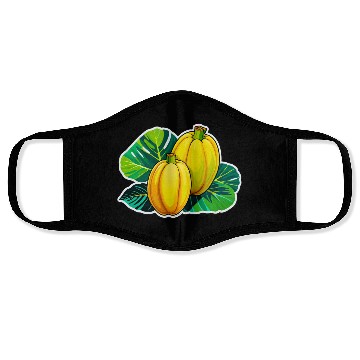 Discover Yellow Squash with Green Leaves Illustration Face Masks