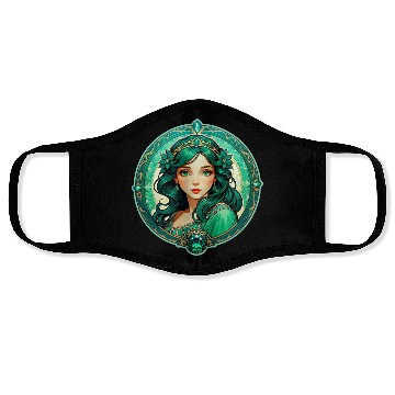 Discover Emerald Haired Fantasy Princess Portrait Face Masks