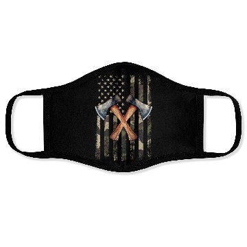 Discover axe throwing american flag Face Masks